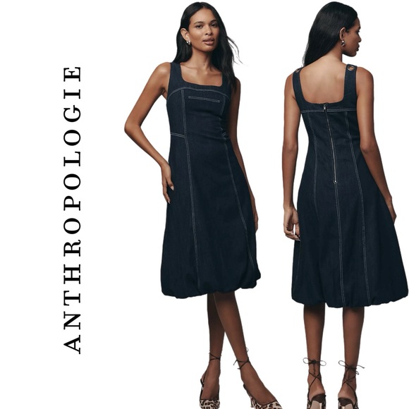 Anthropologie Dresses & Skirts - Anthropologie Pilcro Square-Neck Denim A-Line Midi Dress